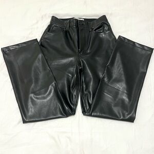Abercrombie & Fitch Curve Love 90s Straight Ultra High Rise Leather Pant